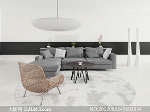 會客廳里的沙發藤椅攝影高清圖片